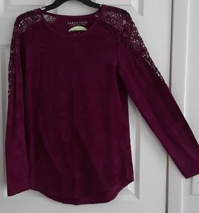 Earth Yoga Lace Shoulder Long Sleeve Top